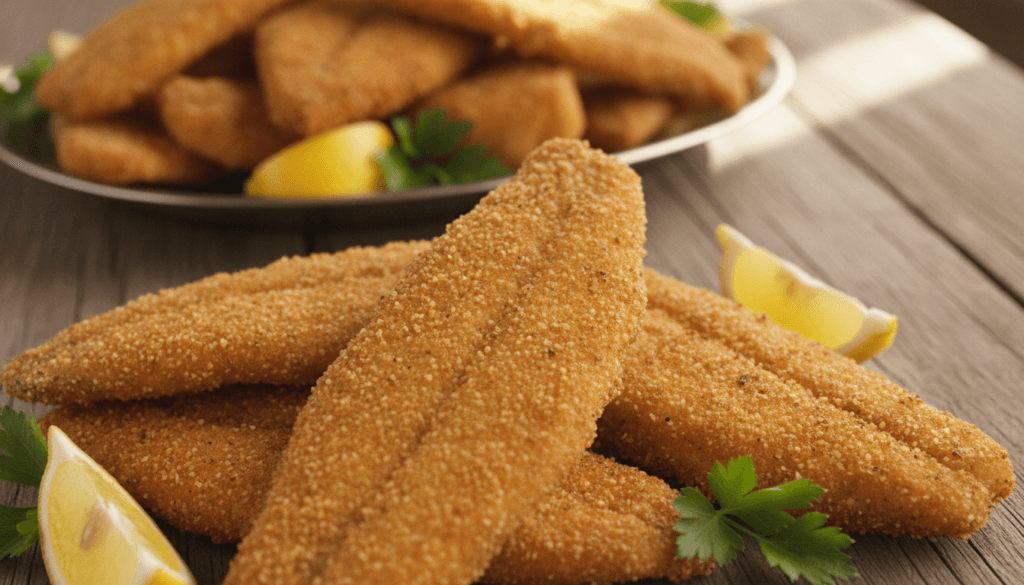 Golden brown fish and crispy fried fillets Golden brown fish and crispy fried fillets