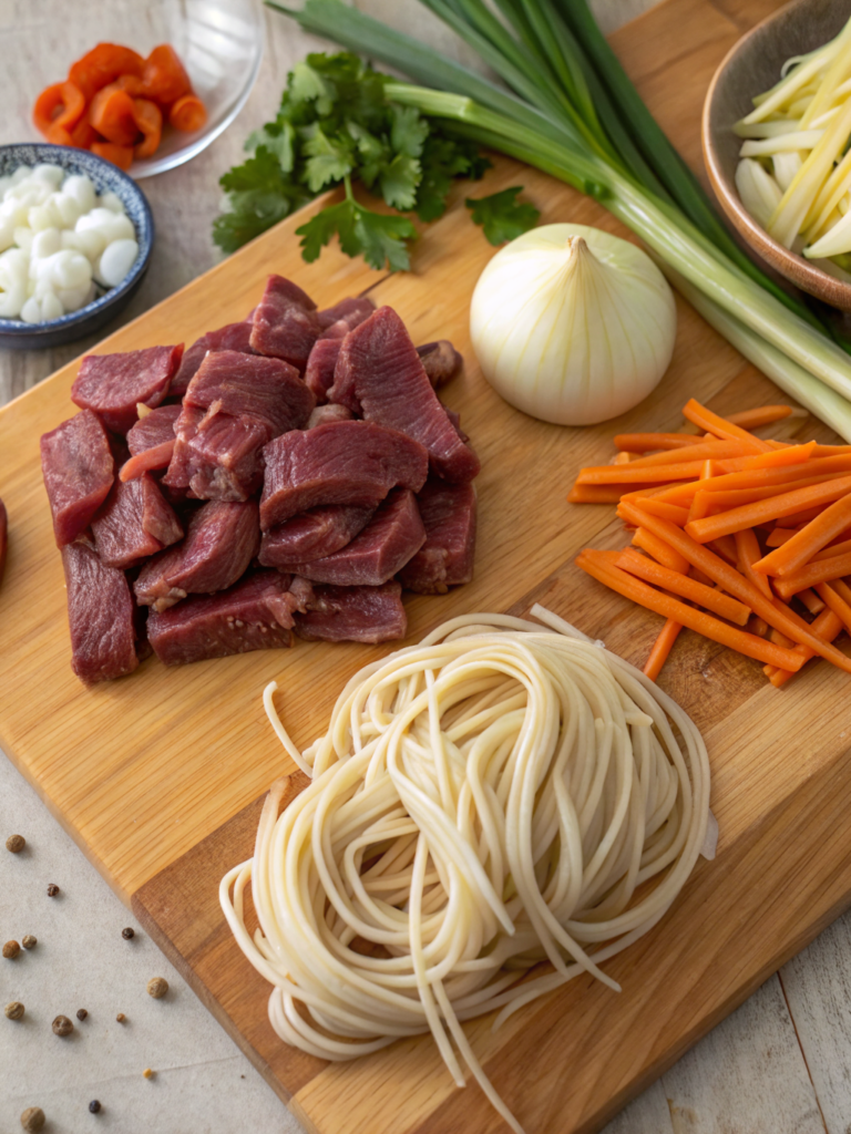 Beef and noodles