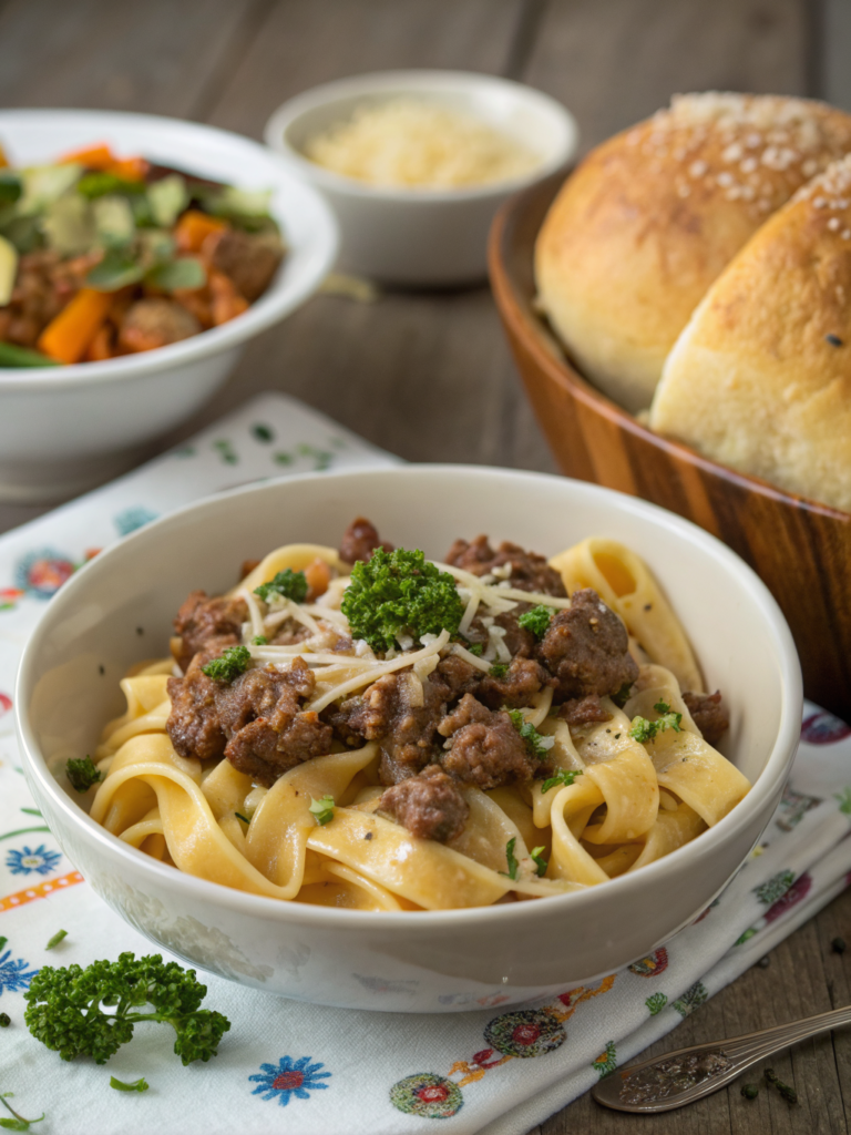 Ground Beef and Egg Noodles
