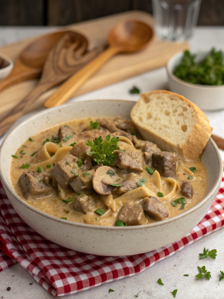 ground beef stroganoff with cream of mushroom soup